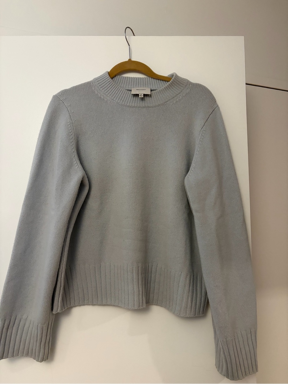 Reformation Calloway Regenerative Wool Crew Sweater in Horizon Light Blue